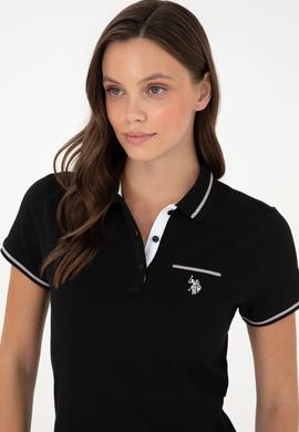 Kadın Siyah Polo Yaka Tişört - 50280039014