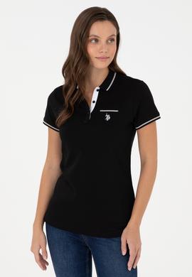 Kadın Siyah Polo Yaka Tişört - 50280039014