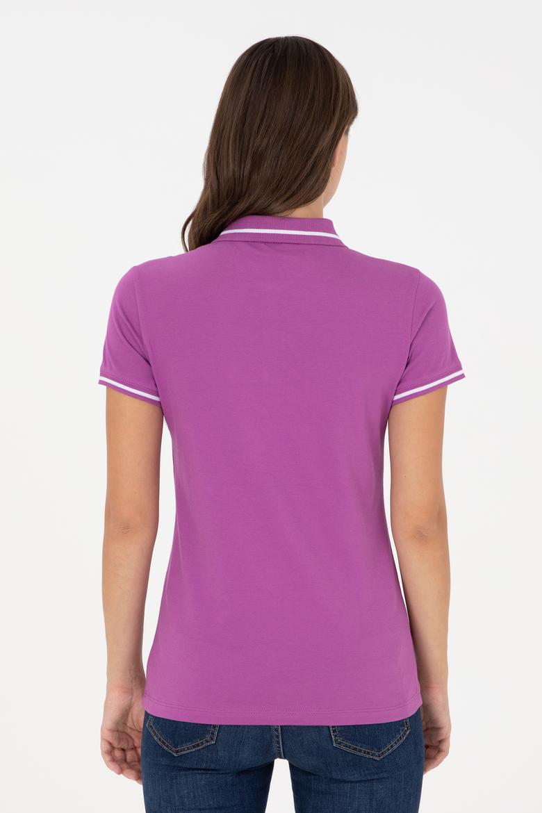 Kadın Mor Polo Yaka Tişört - 50280039070