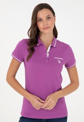 Kadın Mor Polo Yaka Tişört - 50280039070