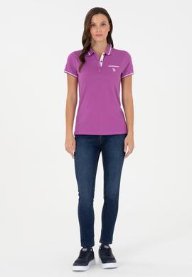 Kadın Mor Polo Yaka Tişört - 50280039070