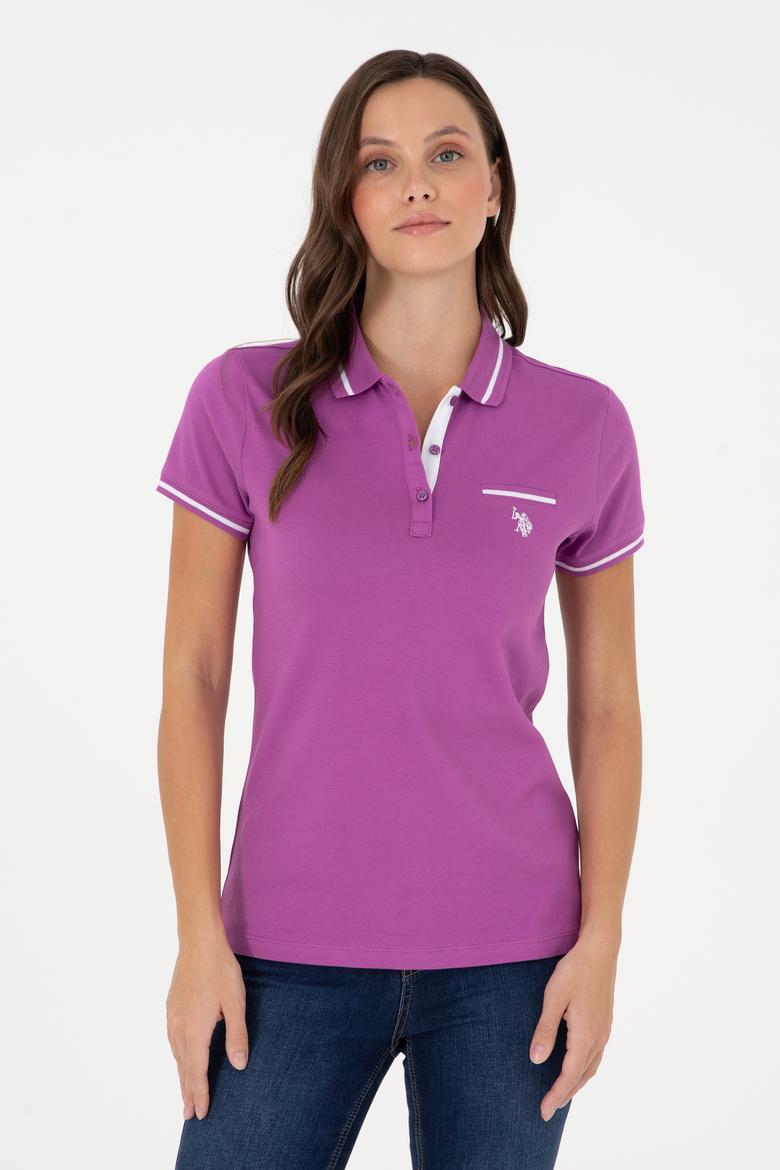 Kadın Mor Polo Yaka Tişört