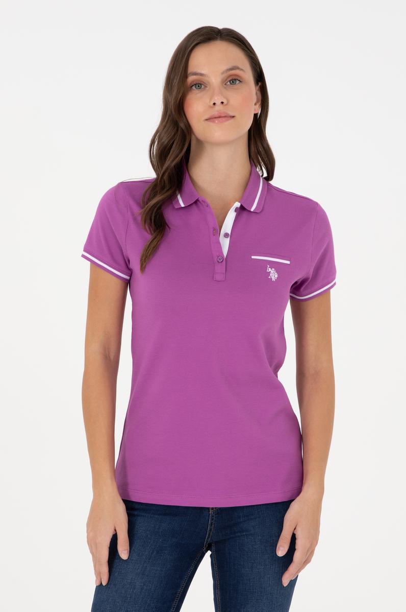 Kadın Mor Polo Yaka Tişört