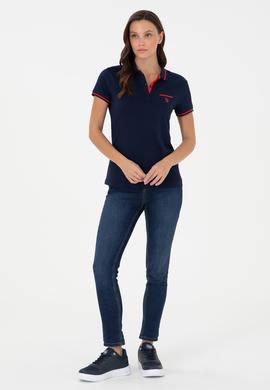 Kadın Lacivert Polo Yaka Tişört - 50280039005