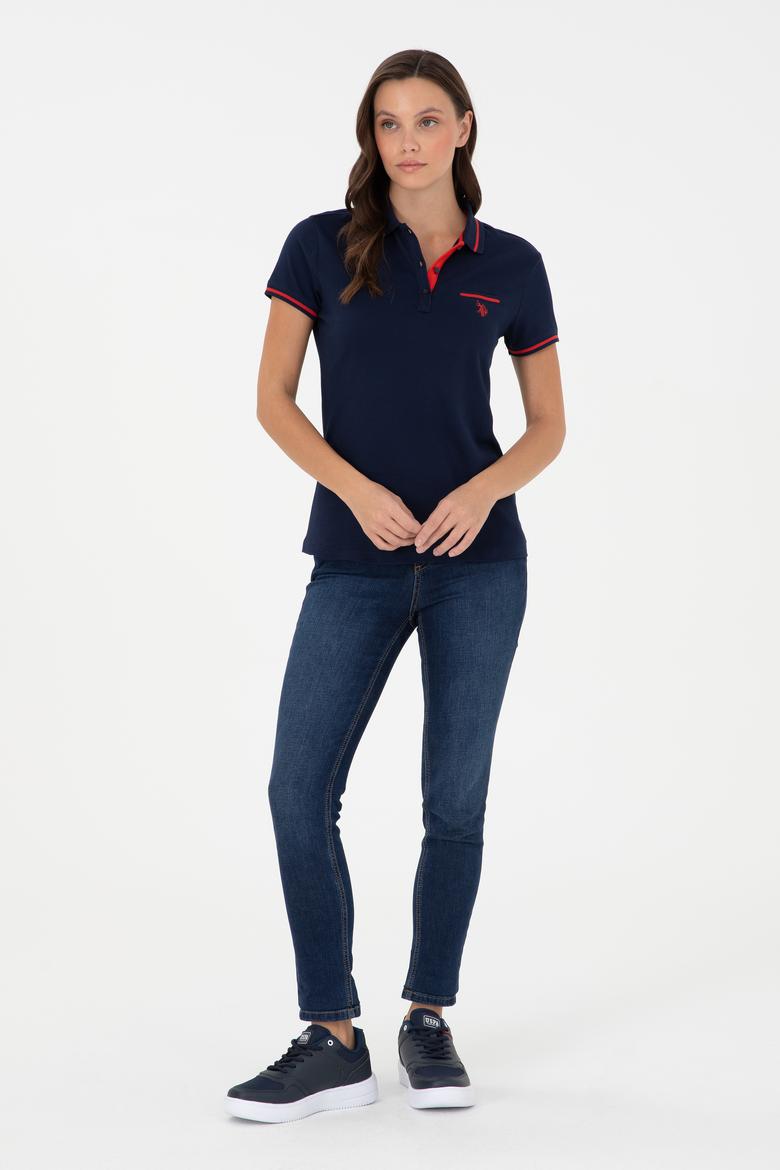 Kadın Lacivert Polo Yaka Tişört - 50280039005