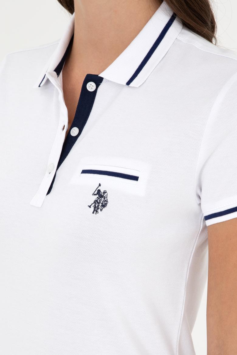 Kadın Beyaz Polo Yaka Tişört - 50280039026