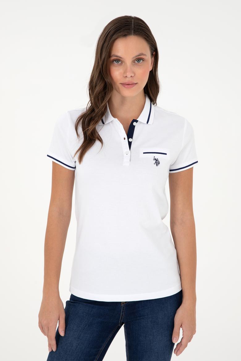 Kadın Beyaz Polo Yaka Tişört - 50280039026