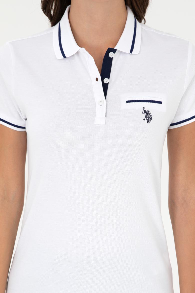 Kadın Beyaz Polo Yaka Tişört - 50280039026