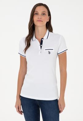 Kadın Beyaz Polo Yaka Tişört - 50280039026