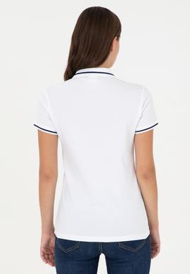Kadın Beyaz Polo Yaka Tişört - 50280039026