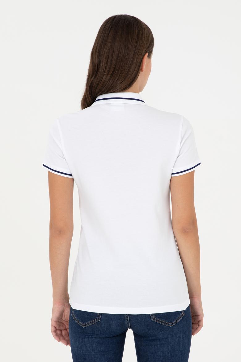 Kadın Beyaz Polo Yaka Tişört - 50280039026