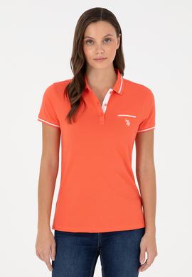 Kadın Nar Çiçeği Polo Yaka Tişört - 50280039043