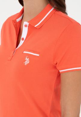 Kadın Nar Çiçeği Polo Yaka Tişört - 50280039043