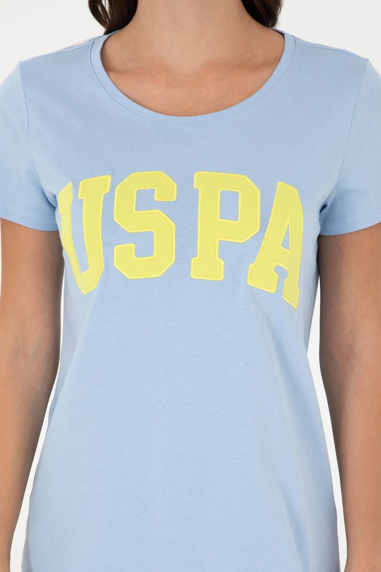 Kadın Açık Mavi Bisiklet Yaka Basic Tişört - 50280036156