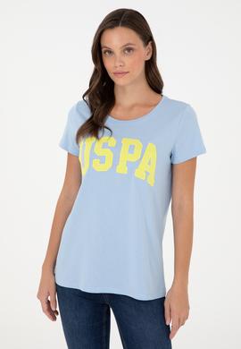 Kadın Açık Mavi Bisiklet Yaka Basic Tişört - 50280036156