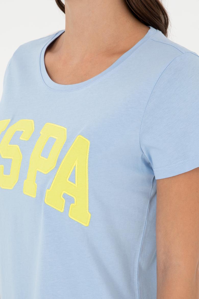Kadın Açık Mavi Bisiklet Yaka Basic Tişört - 50280036156