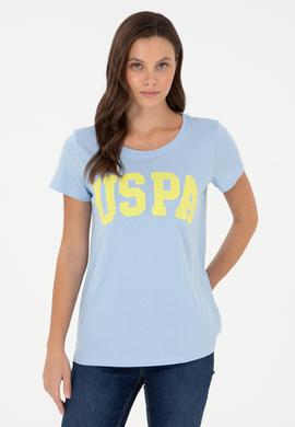 Kadın Açık Mavi Bisiklet Yaka Basic Tişört - 50280036156