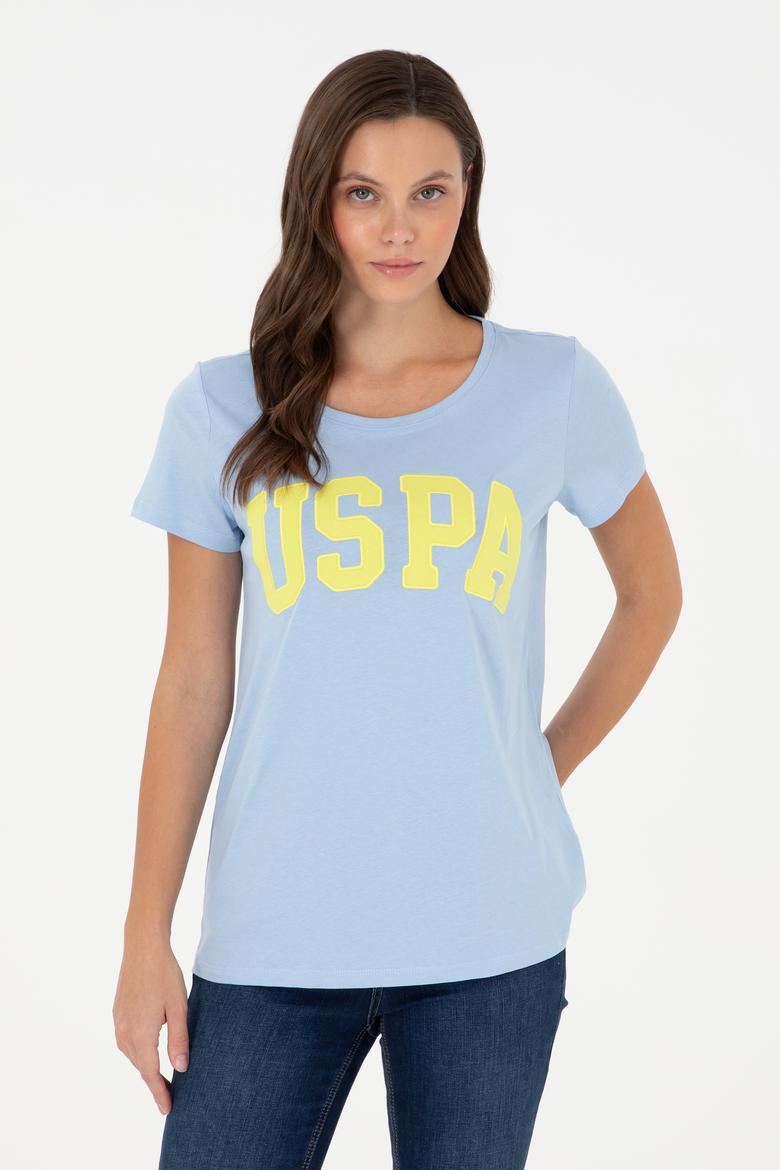 Kadın Açık Mavi Bisiklet Yaka Basic Tişört