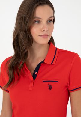 Kadın Kırmızı Polo Yaka Tişört - 50280039038