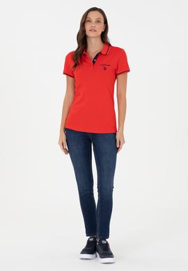 Kadın Kırmızı Polo Yaka Tişört - 50280039038