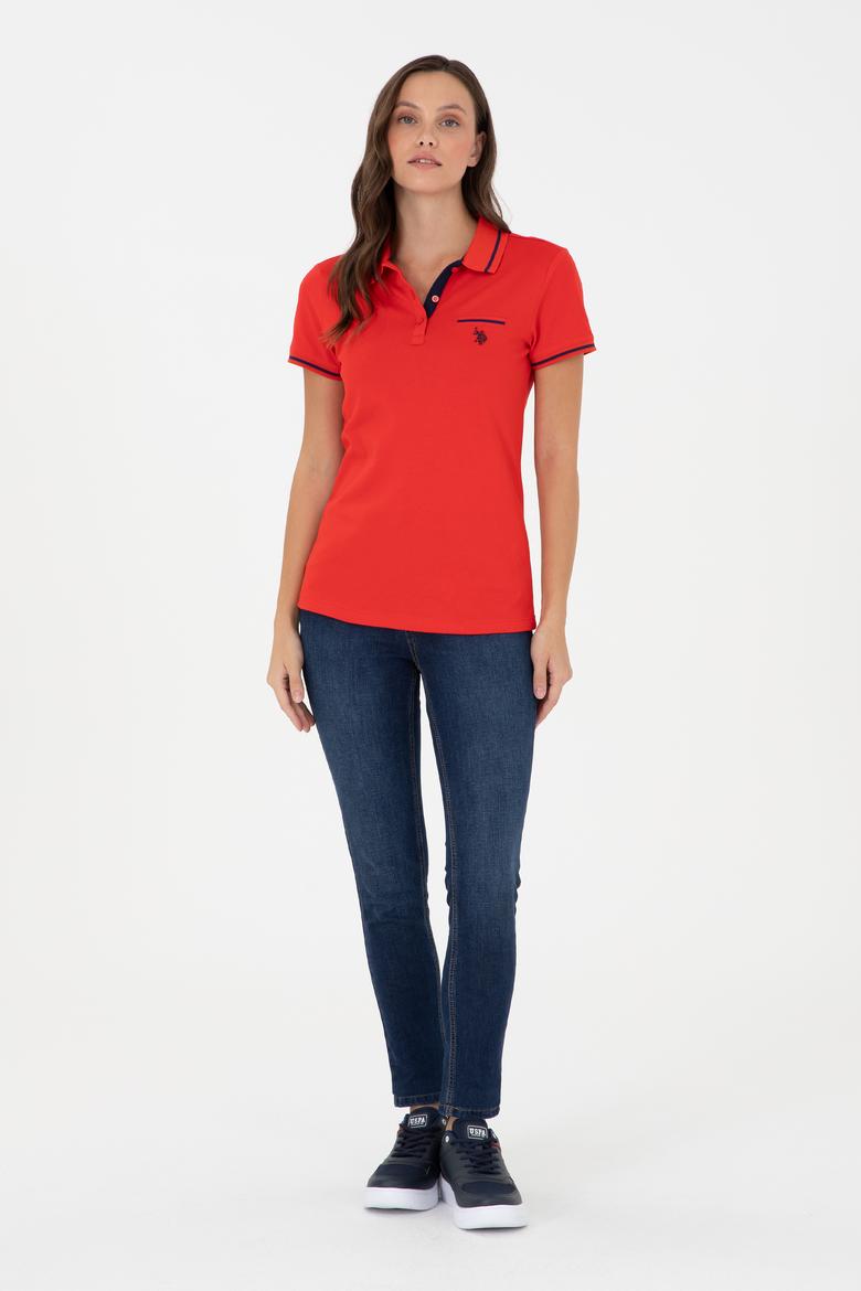 Kadın Kırmızı Polo Yaka Tişört - 50280039038