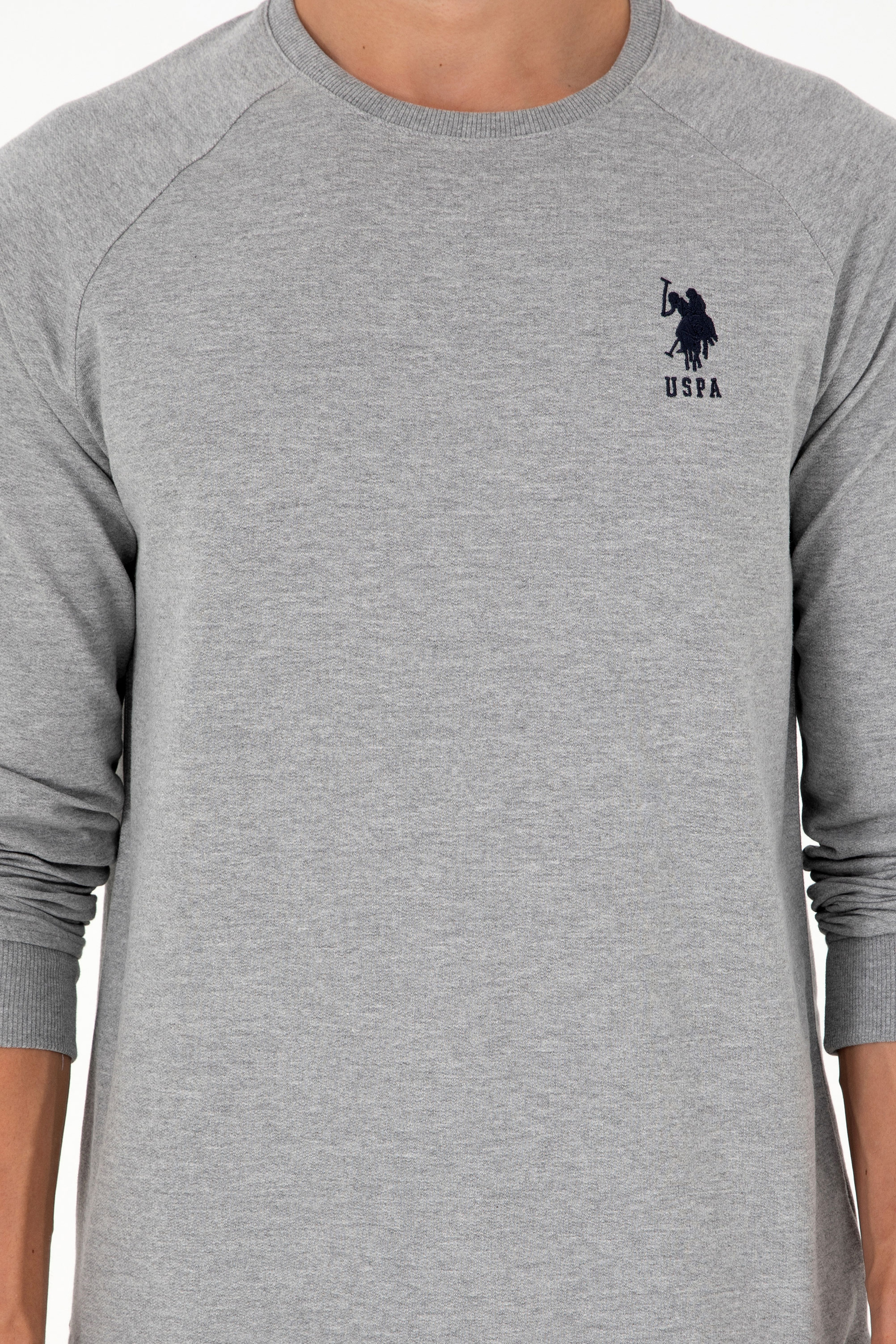 Erkek Gri Melanj Basic Sweatshirt - Image 6
