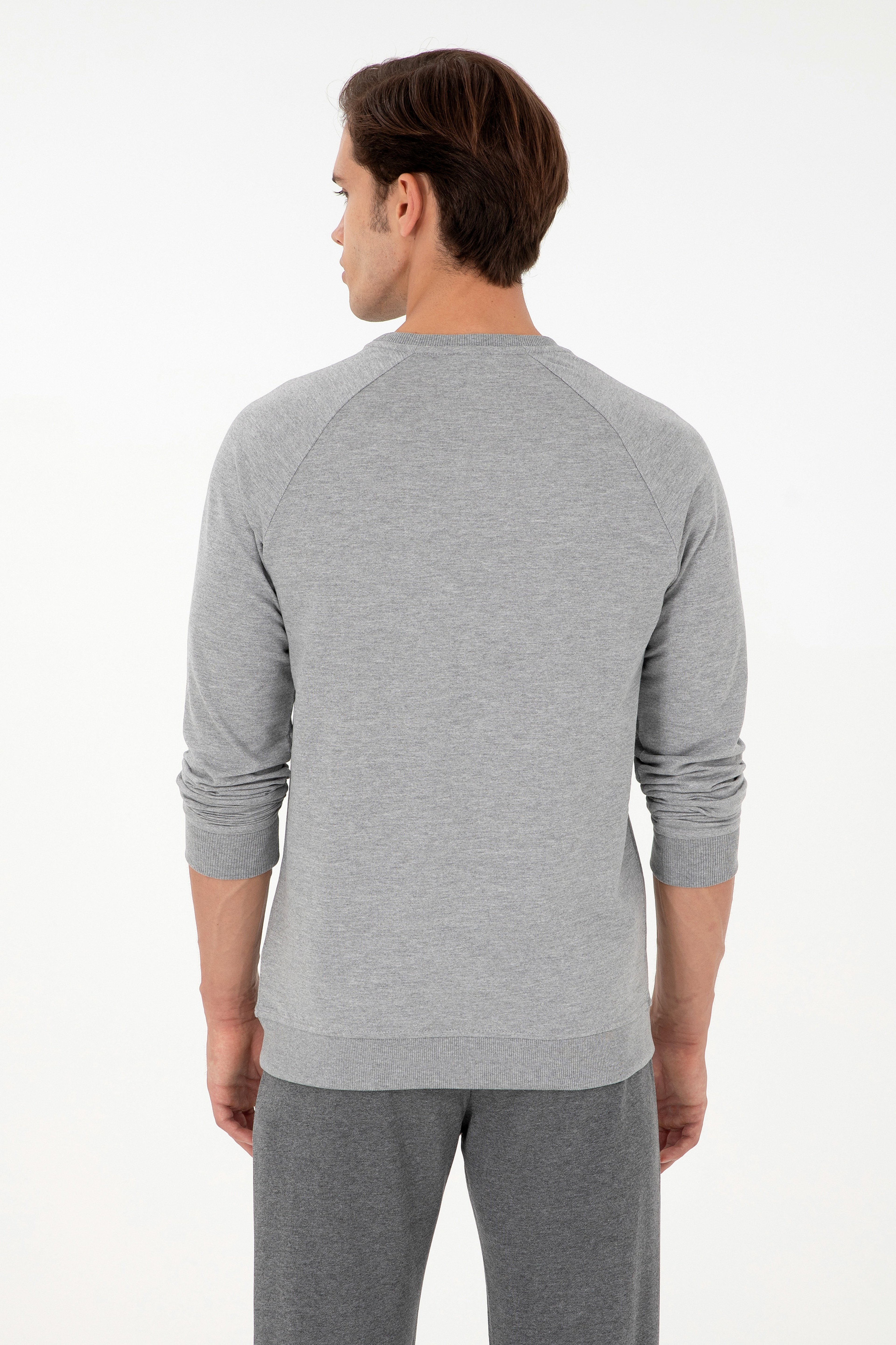 Erkek Gri Melanj Basic Sweatshirt