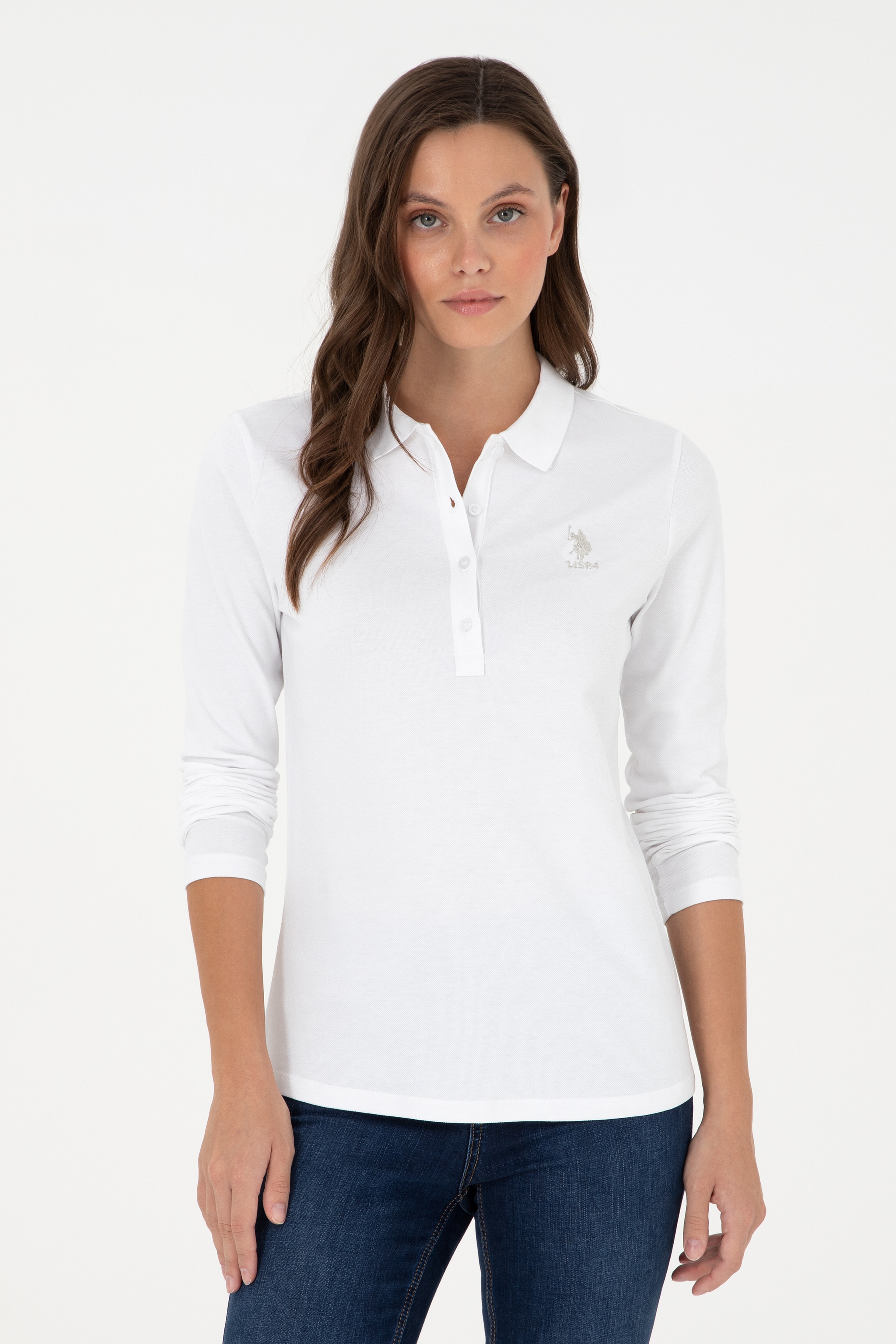 Kadın Beyaz Basic Sweatshirt - Image 1