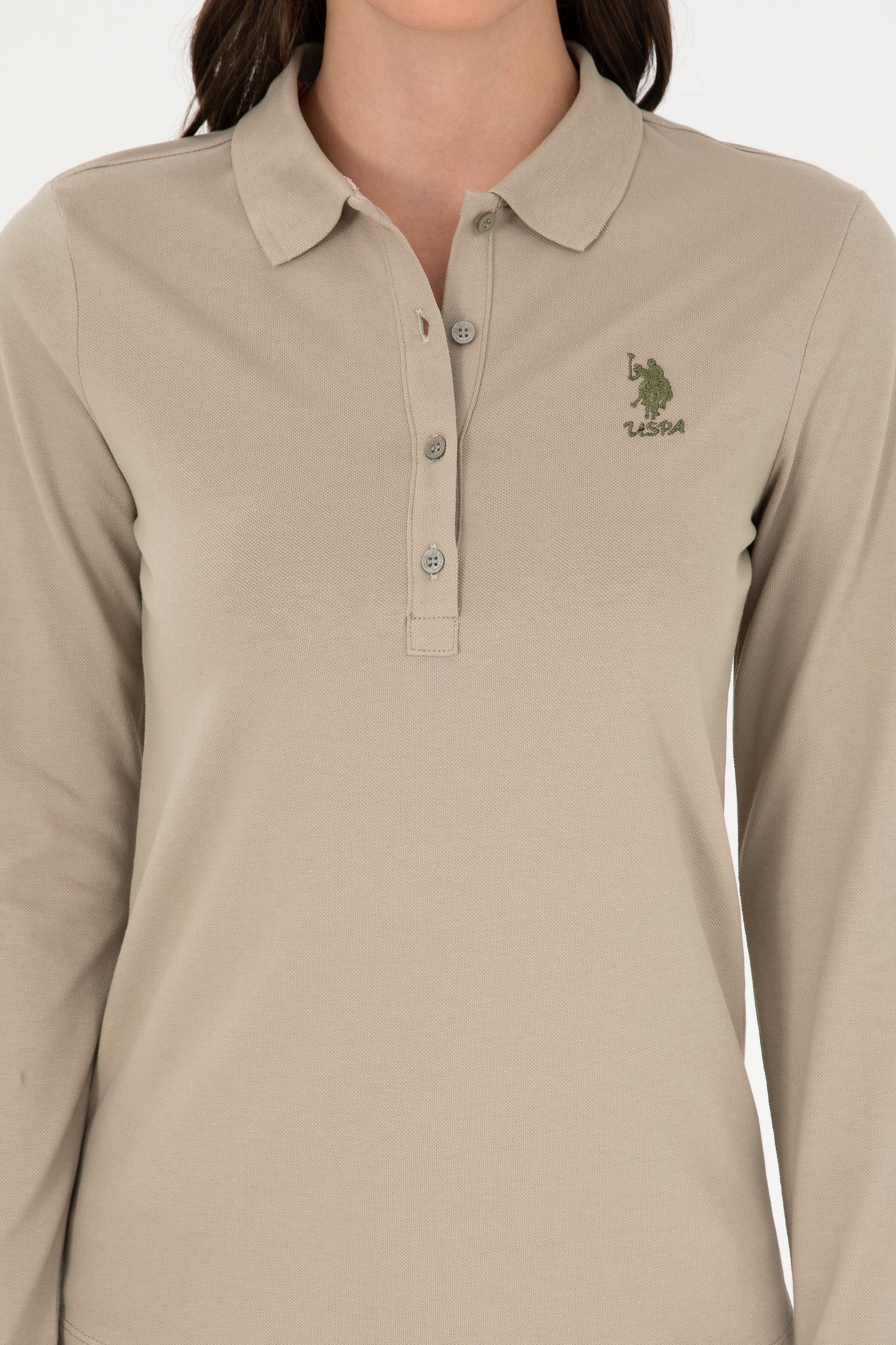 Kadın Açık Haki Basic Sweatshirt - Image 6