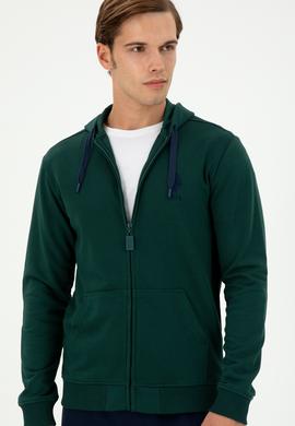 Erkek Koyu Yeşil Örme Hırka - 50289028126