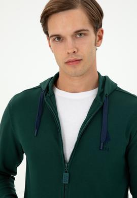 Erkek Koyu Yeşil Örme Hırka - 50289028126