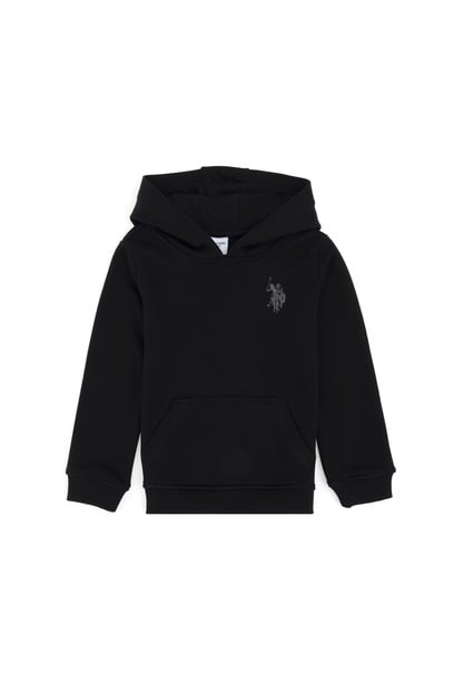 Erkek Çocuk Siyah Basic Kapüşonlu Sweatshirt