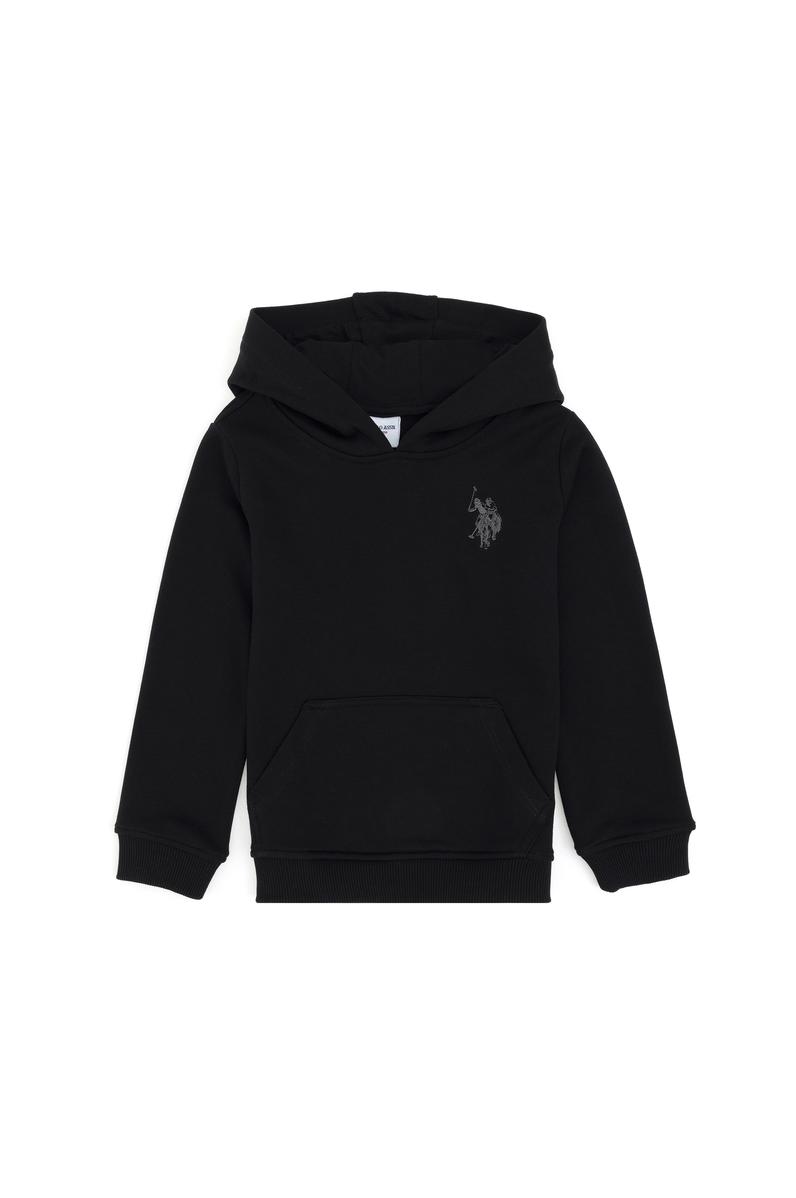 Erkek Çocuk Siyah Basic Kapüşonlu Sweatshirt