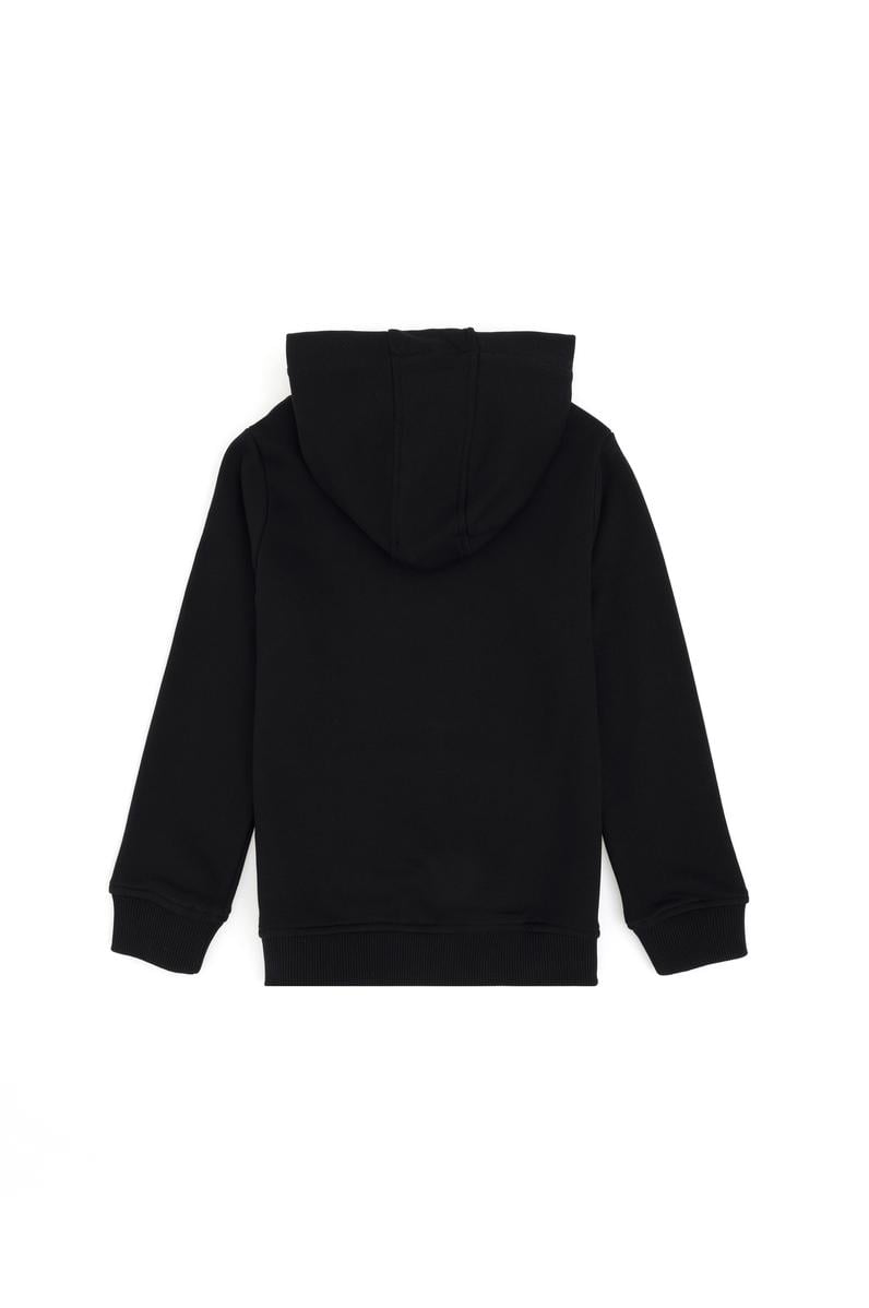 Erkek Çocuk Siyah Basic Kapüşonlu Sweatshirt