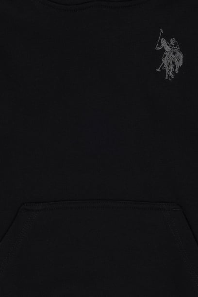 Erkek Çocuk Siyah Basic Kapüşonlu Sweatshirt