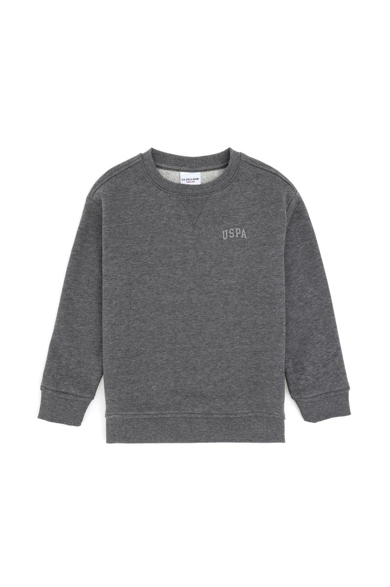 Erkek Çocuk Antrasit Basic Bisiklet Yaka Sweatshirt