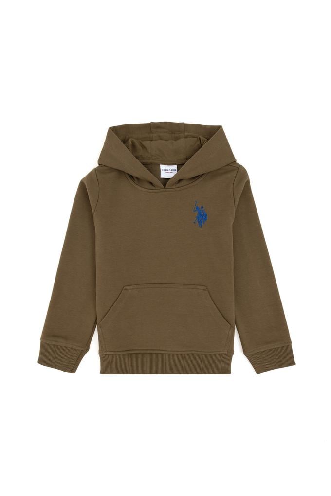 Erkek Çocuk Haki Basic Kapüşonlu Sweatshirt