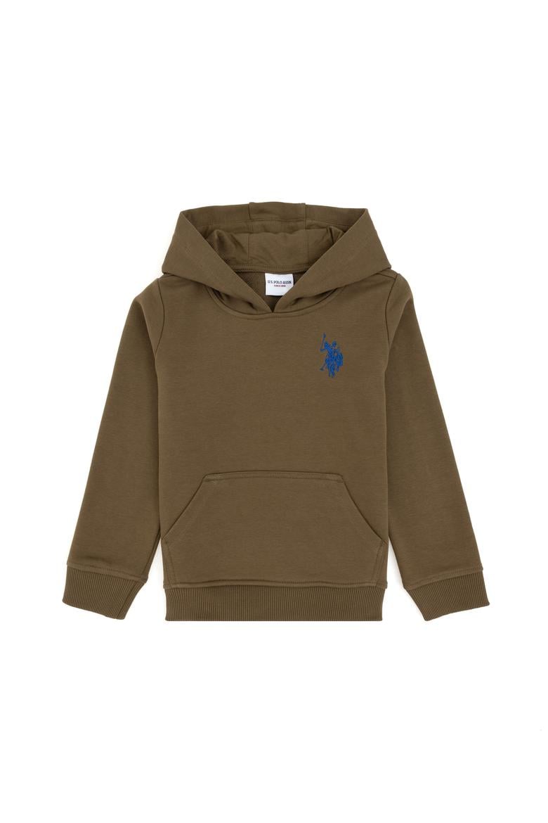 Erkek Çocuk Haki Basic Kapüşonlu Sweatshirt