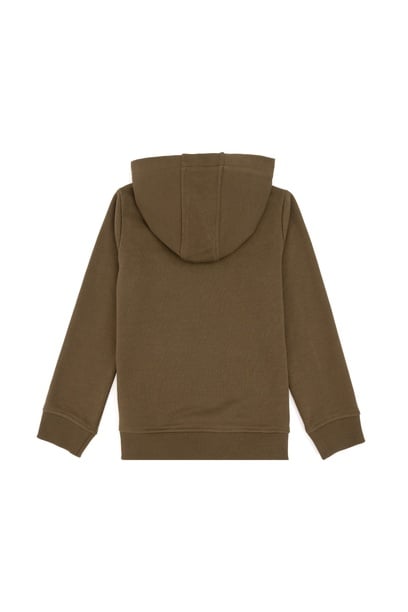 Erkek Çocuk Haki Basic Kapüşonlu Sweatshirt