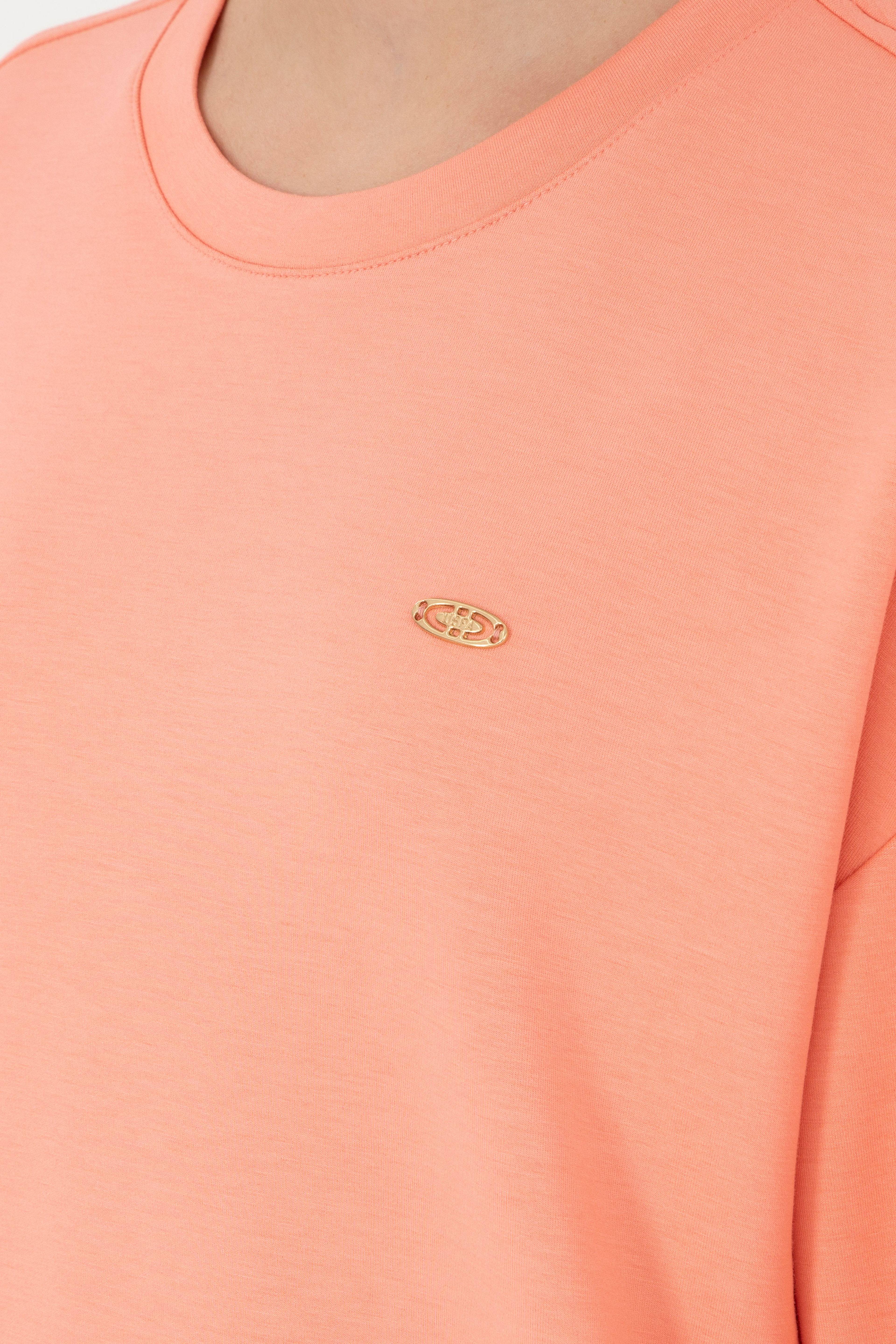 Kadın Somon Bisiklet Yaka Sweatshirt