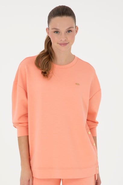 Kadın Somon Bisiklet Yaka Sweatshirt