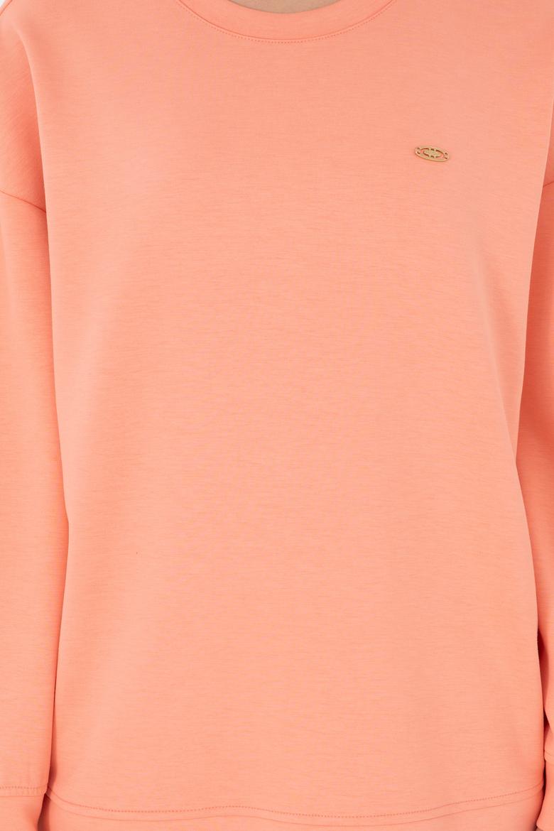 Kadın Somon Bisiklet Yaka Sweatshirt - 50297369006