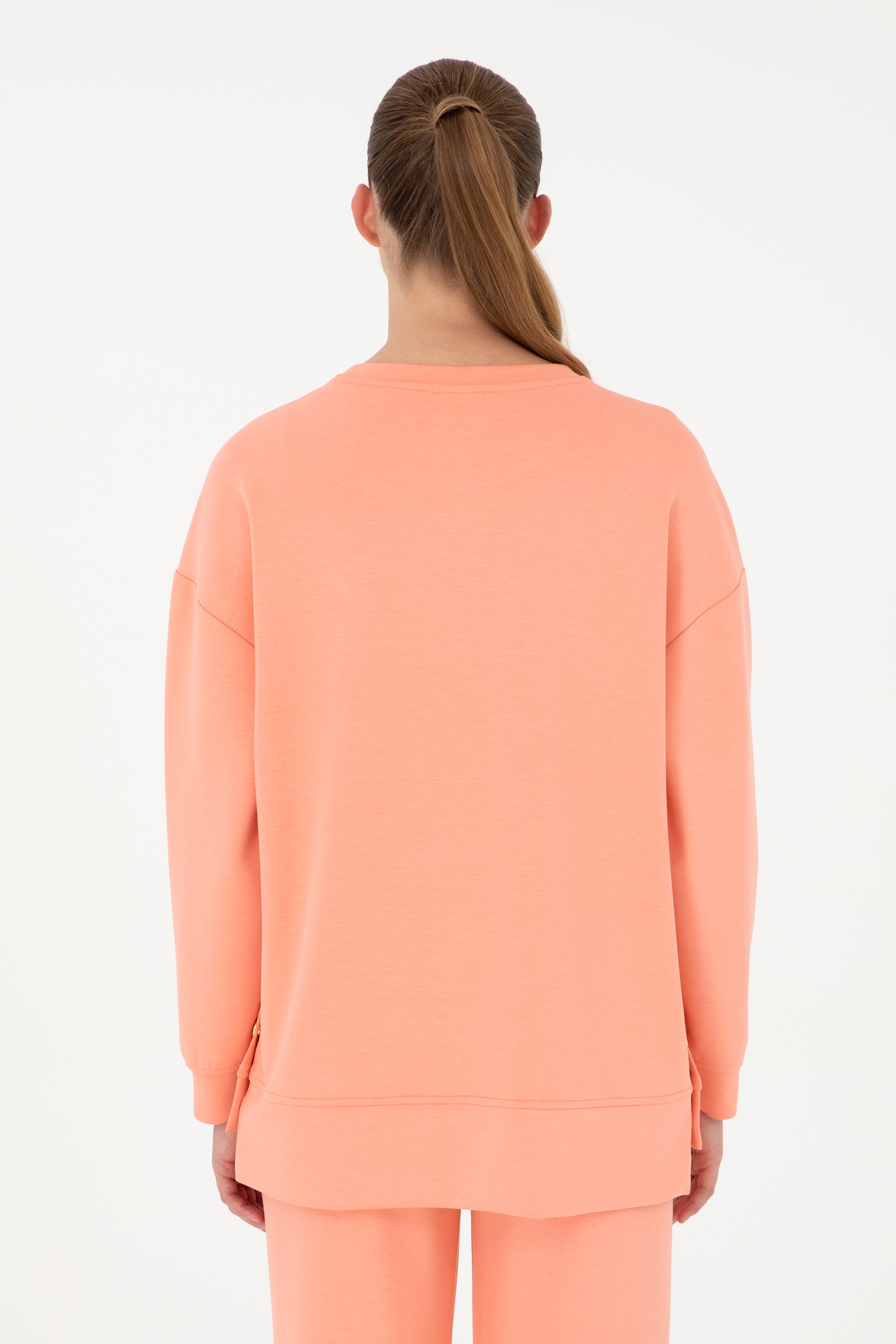 Kadın Somon Bisiklet Yaka Sweatshirt