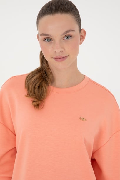 Kadın Somon Bisiklet Yaka Sweatshirt