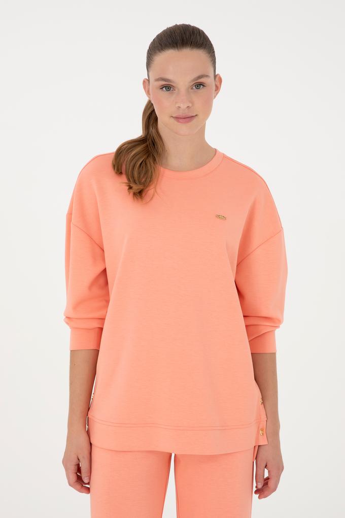 Kadın Somon Bisiklet Yaka Sweatshirt