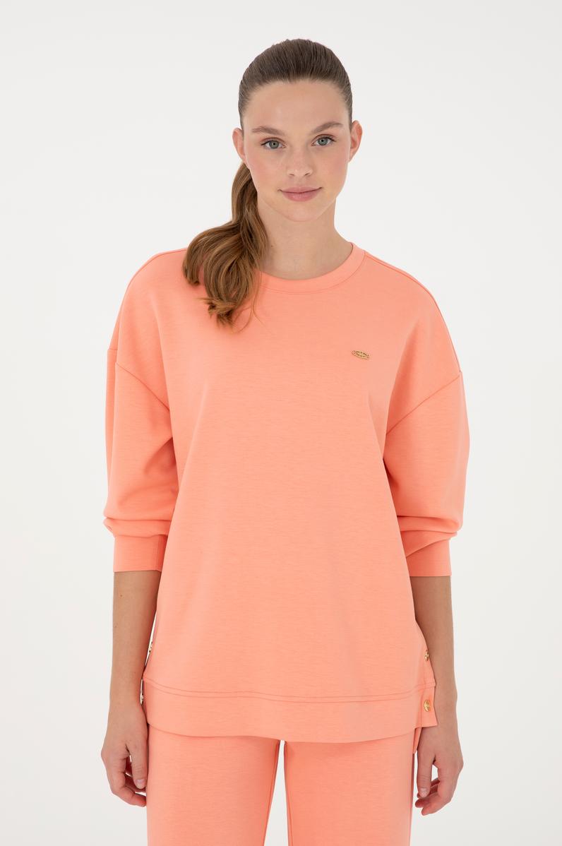 Kadın Somon Bisiklet Yaka Sweatshirt