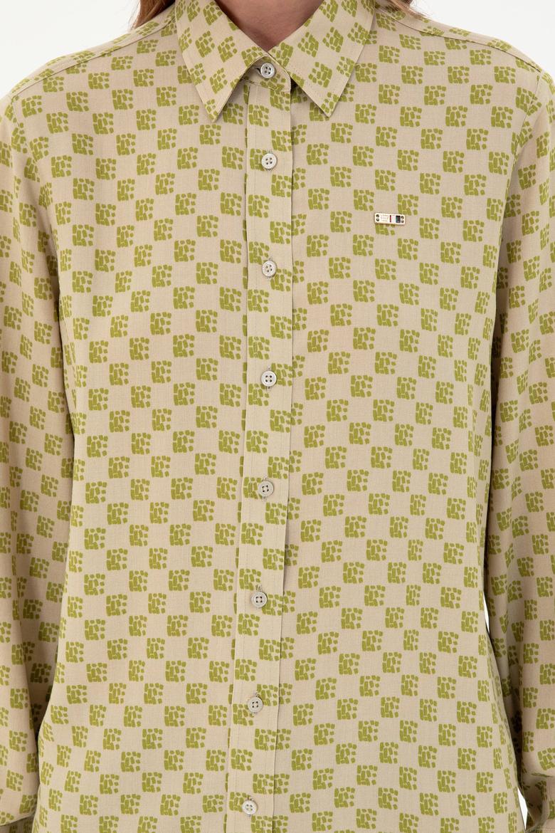 Kadın Açık Haki Uzun Kollu Gömlek - 50297105010