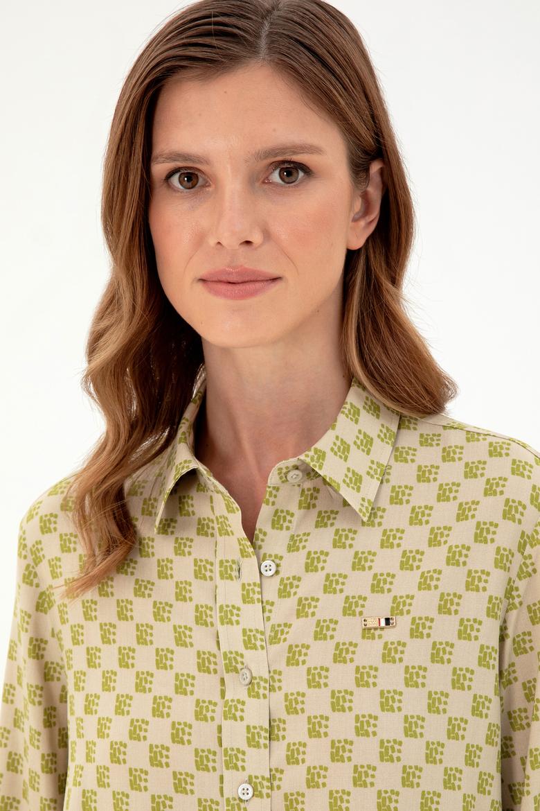 Kadın Açık Haki Uzun Kollu Gömlek - 50297105010