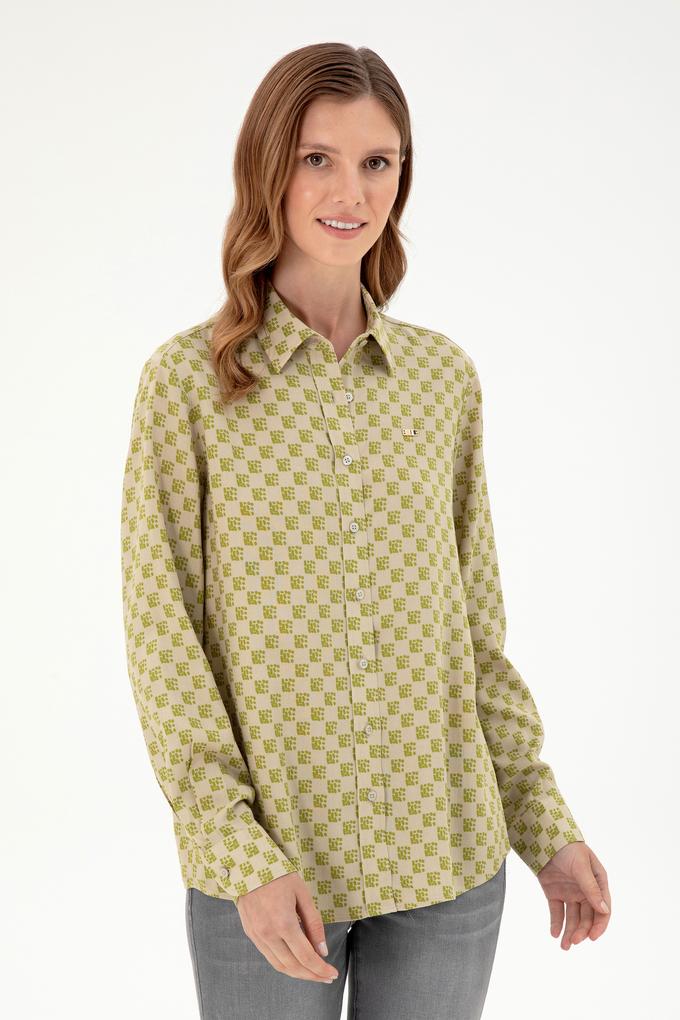 Kadın Açık Haki Uzun Kollu Gömlek