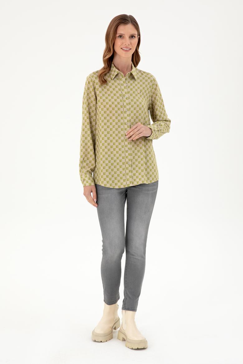 Kadın Açık Haki Uzun Kollu Gömlek - 50297105010